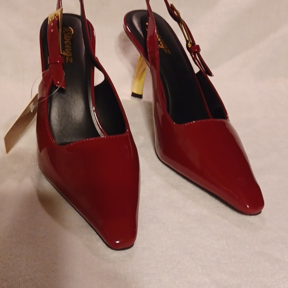 Elegant Burgundy Slingback Heels Ribongz Size 8.5 - Picture 4 of 5